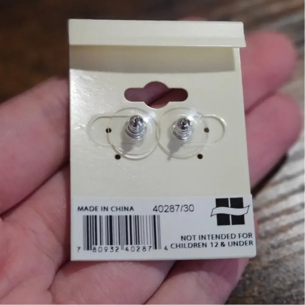 Ear Sense Sensitive Ears Blue Rhinestone Cross Stud Earrings NWT Deadstock
